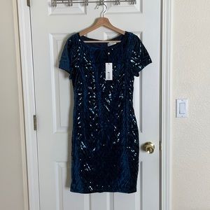 Molly Bracken Velvet & Sequins Sheath Dress - M